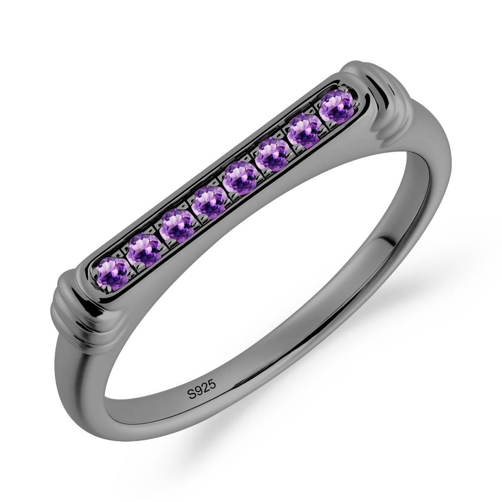 Pave Amethyst Bar Setting Ring - LUO Jewelry #metal_black finish sterling silver