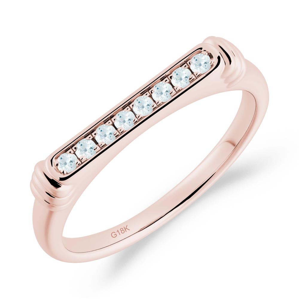 Pave Aquamarine Bar Setting Ring - LUO Jewelry #metal_18k rose gold