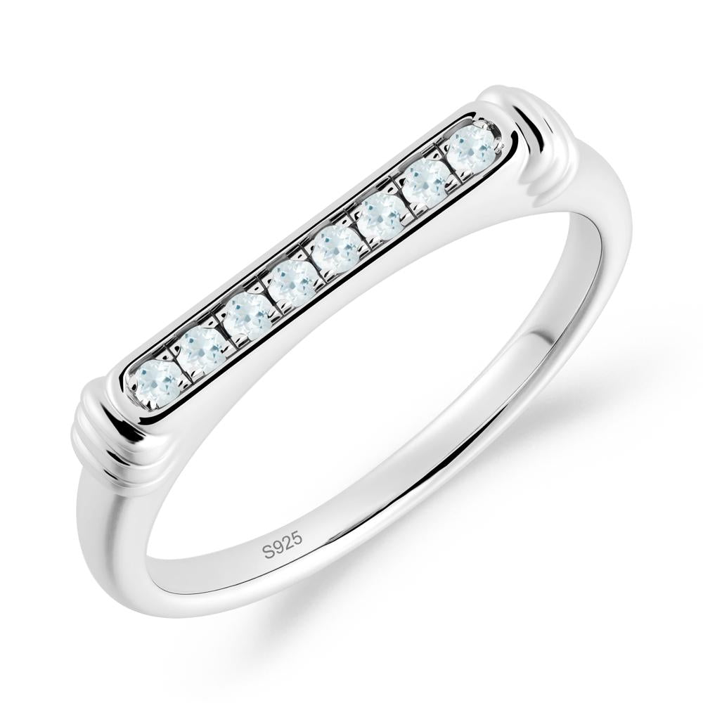 Pave Aquamarine Bar Setting Ring - LUO Jewelry #metal_sterling silver