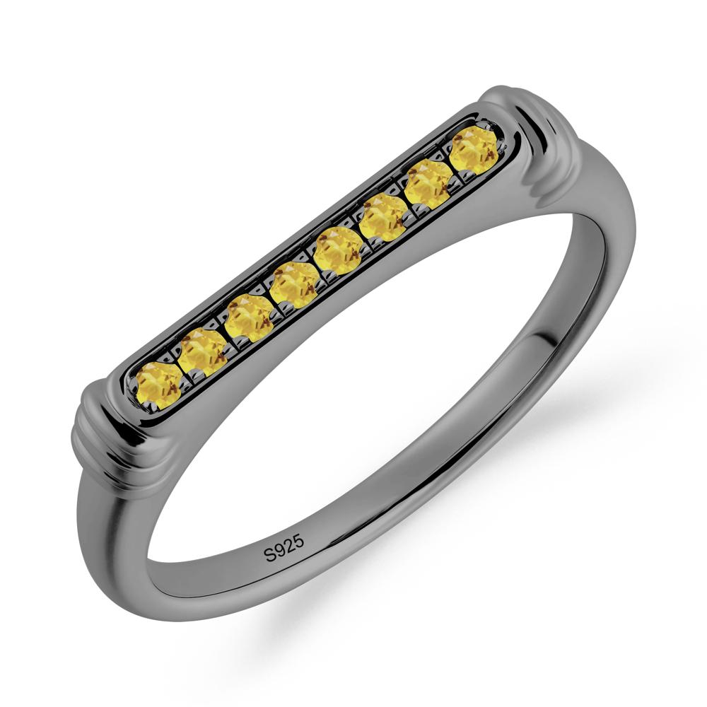 Minimalist Micro Pave Citrine Stacking Ring - LUO Jewelry #metal_black finish sterling silver