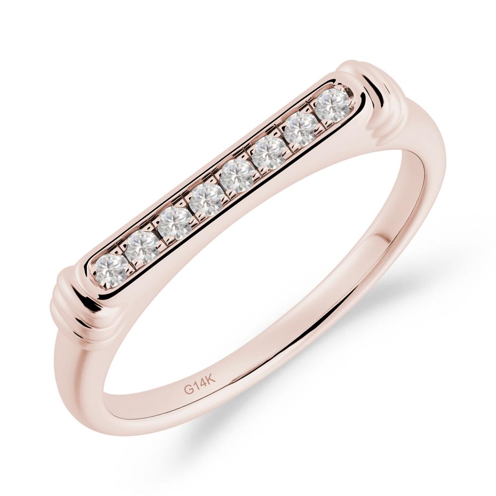 Pave Cubic Zirconia Bar Setting Ring - LUO Jewelry #metal_14k rose gold