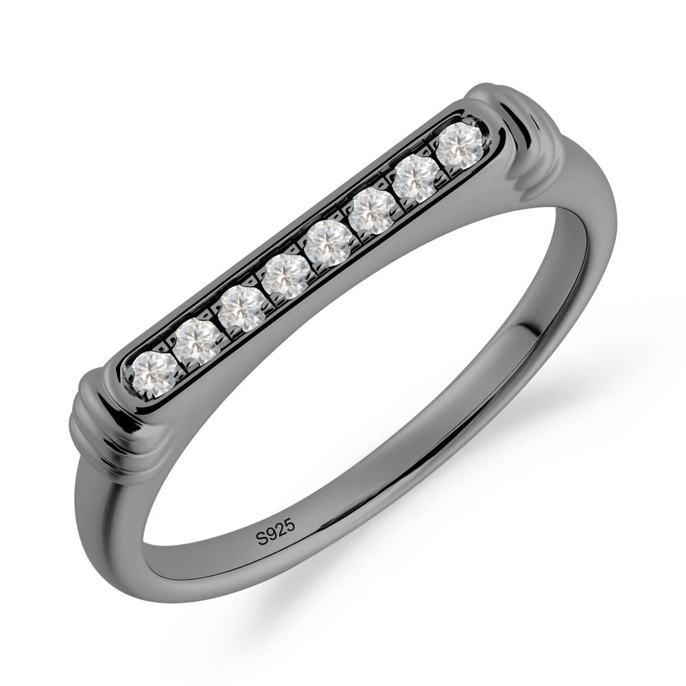 Pave Cubic Zirconia Bar Setting Ring - LUO Jewelry #metal_black finish sterling silver