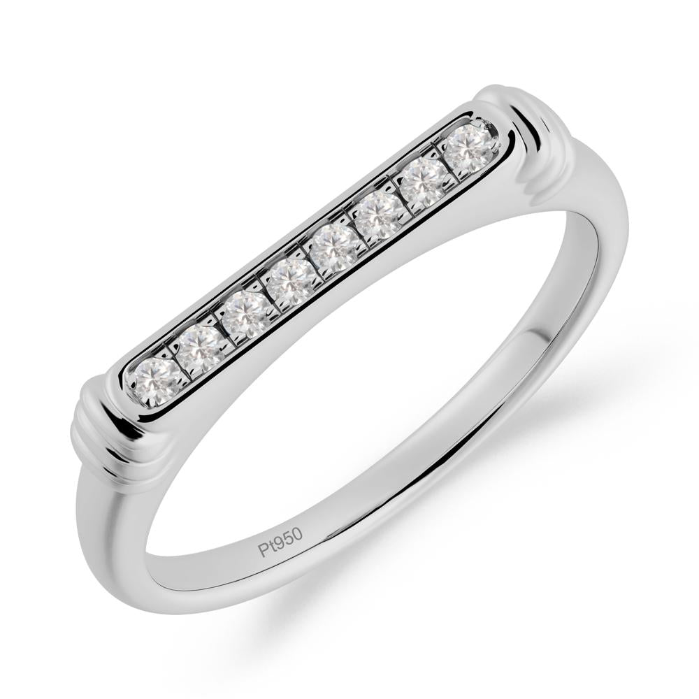 Pave Cubic Zirconia Bar Setting Ring - LUO Jewelry #metal_platinum