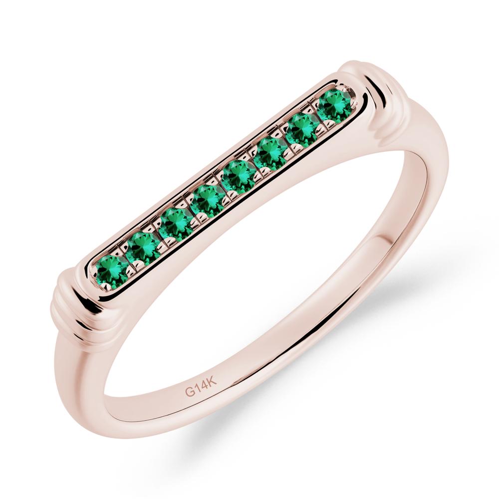Pave Emerald Bar Setting Ring - LUO Jewelry #metal_14k rose gold