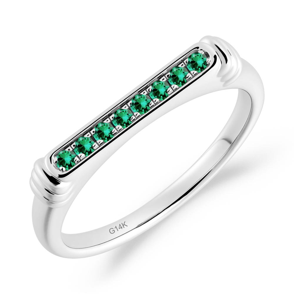 Pave Emerald Bar Setting Ring - LUO Jewelry #metal_14k white gold