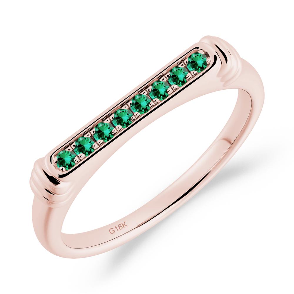 Pave Emerald Bar Setting Ring - LUO Jewelry #metal_18k rose gold