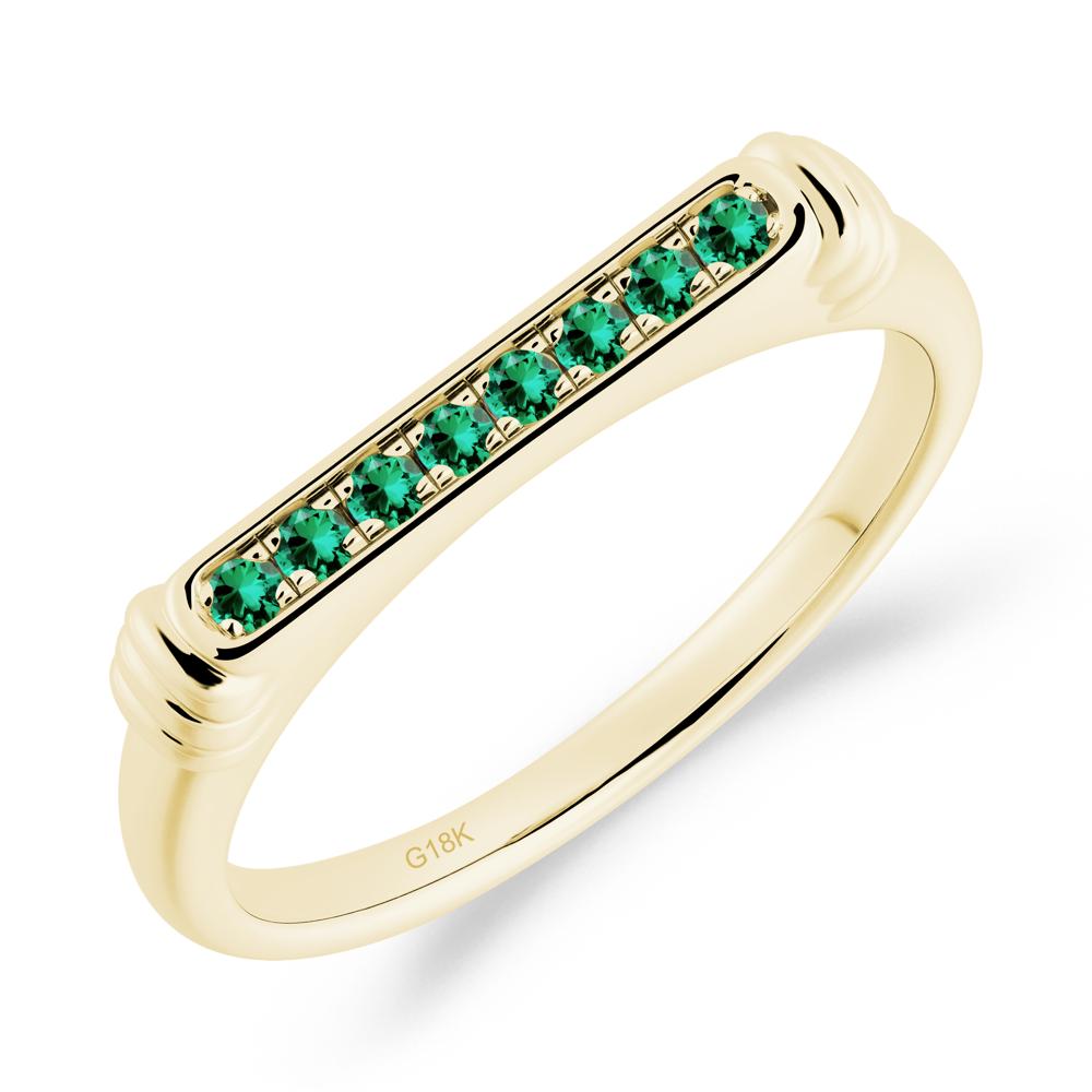 Pave Emerald Bar Setting Ring - LUO Jewelry #metal_18k yellow gold