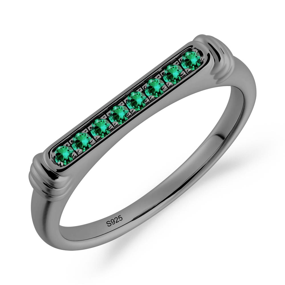 Pave Emerald Bar Setting Ring - LUO Jewelry #metal_black finish sterling silver