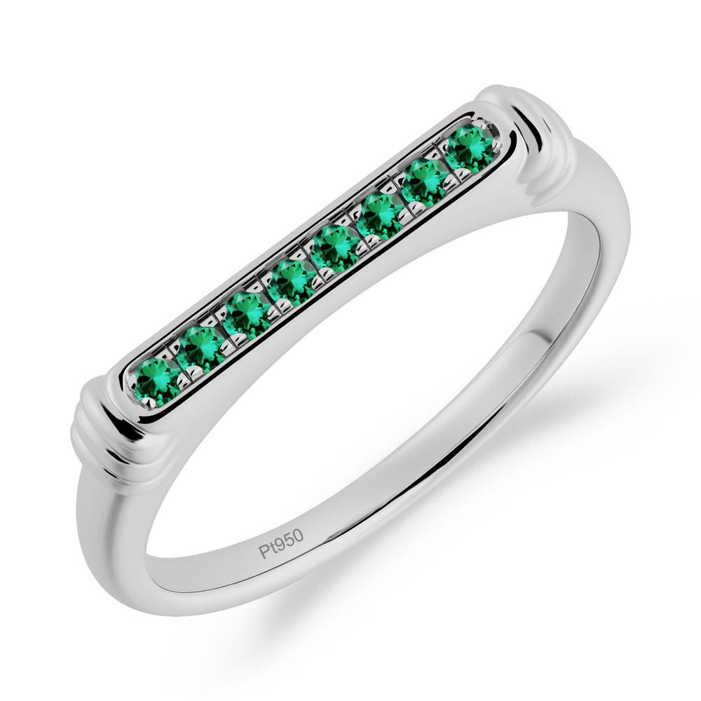 Pave Emerald Bar Setting Ring - LUO Jewelry #metal_platinum