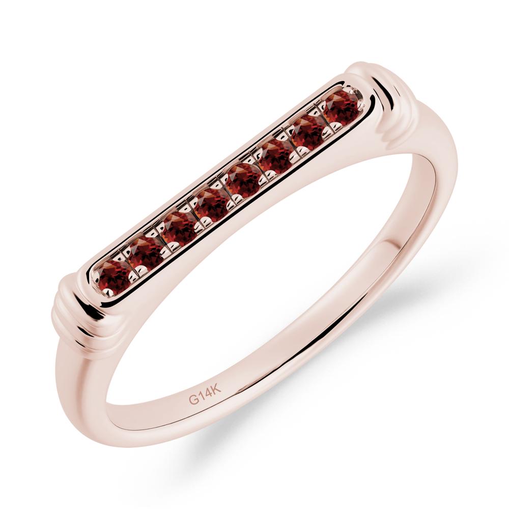 Minimalist Micro Pave Garnet Stacking Ring - LUO Jewelry #metal_14k rose gold