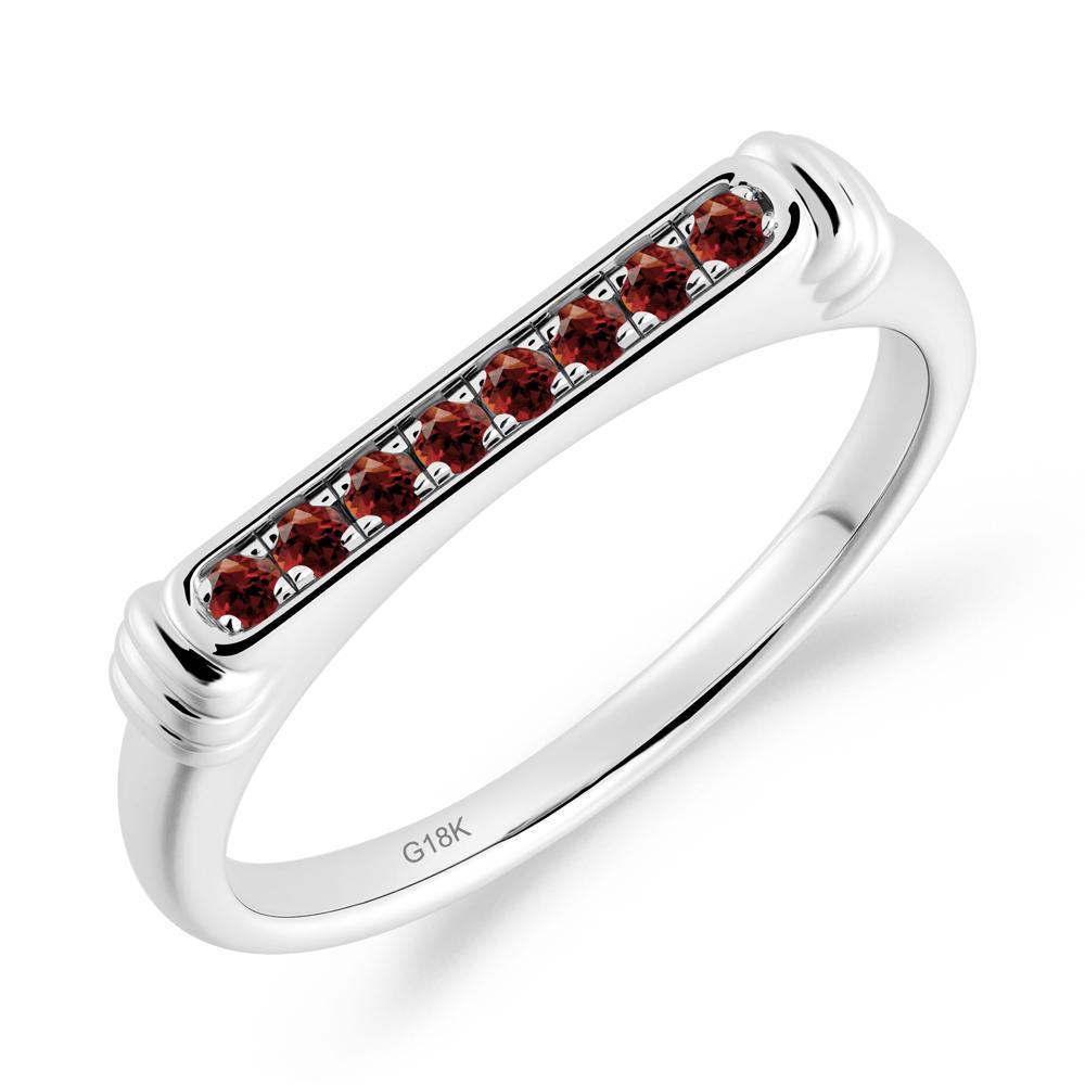 Minimalist Micro Pave Garnet Stacking Ring - LUO Jewelry #metal_18k white gold