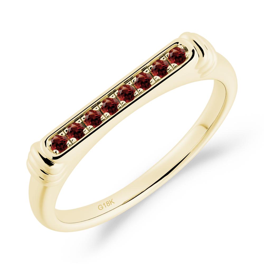 Minimalist Micro Pave Garnet Stacking Ring - LUO Jewelry #metal_18k yellow gold