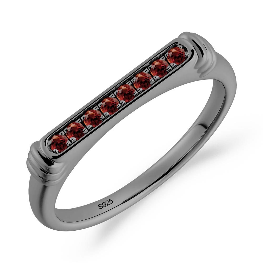 Minimalist Micro Pave Garnet Stacking Ring - LUO Jewelry #metal_black finish sterling silver