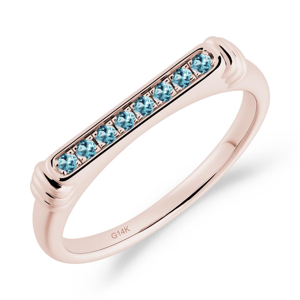 Pave London Blue Topaz Bar Setting Ring - LUO Jewelry #metal_14k rose gold