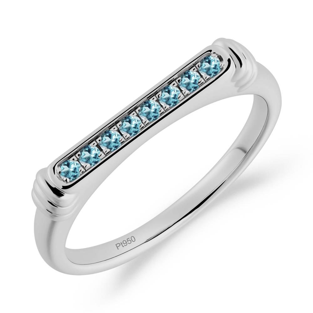 Pave London Blue Topaz Bar Setting Ring - LUO Jewelry #metal_platinum