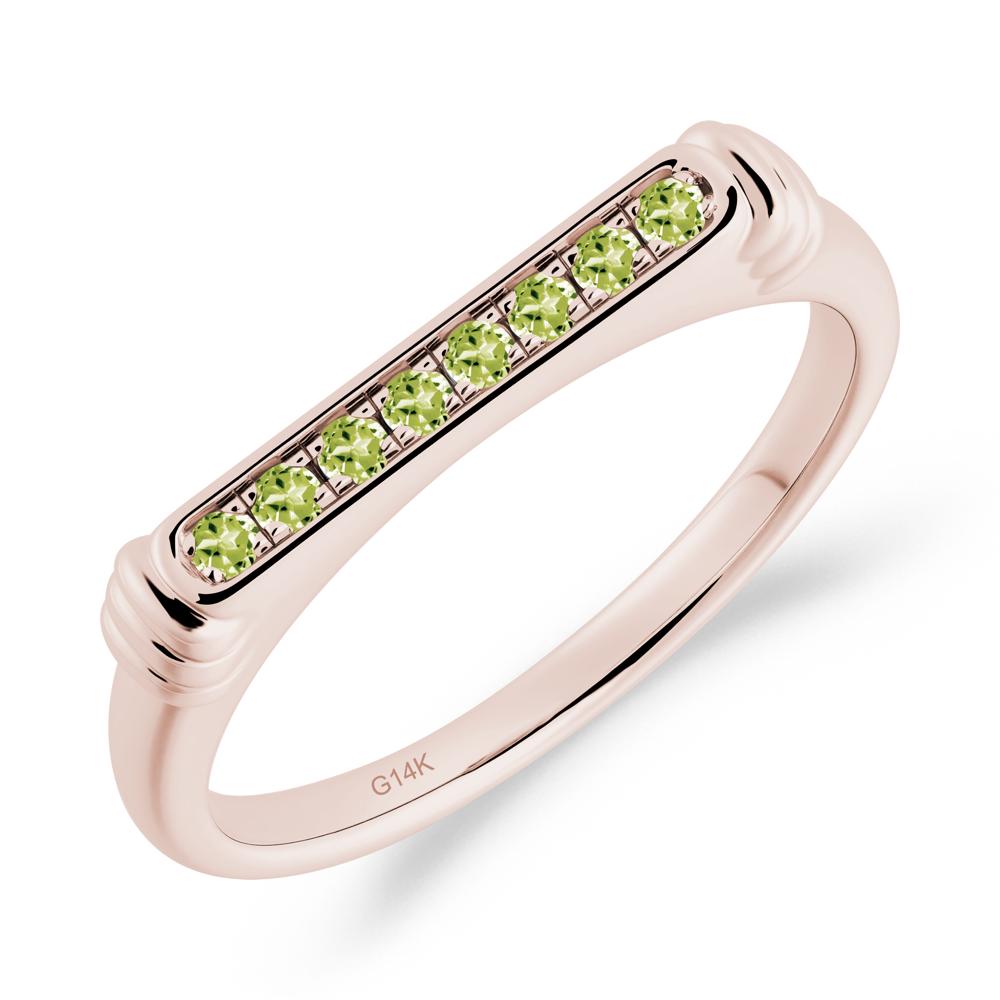 Pave Peridot Bar Setting Ring - LUO Jewelry #metal_14k rose gold