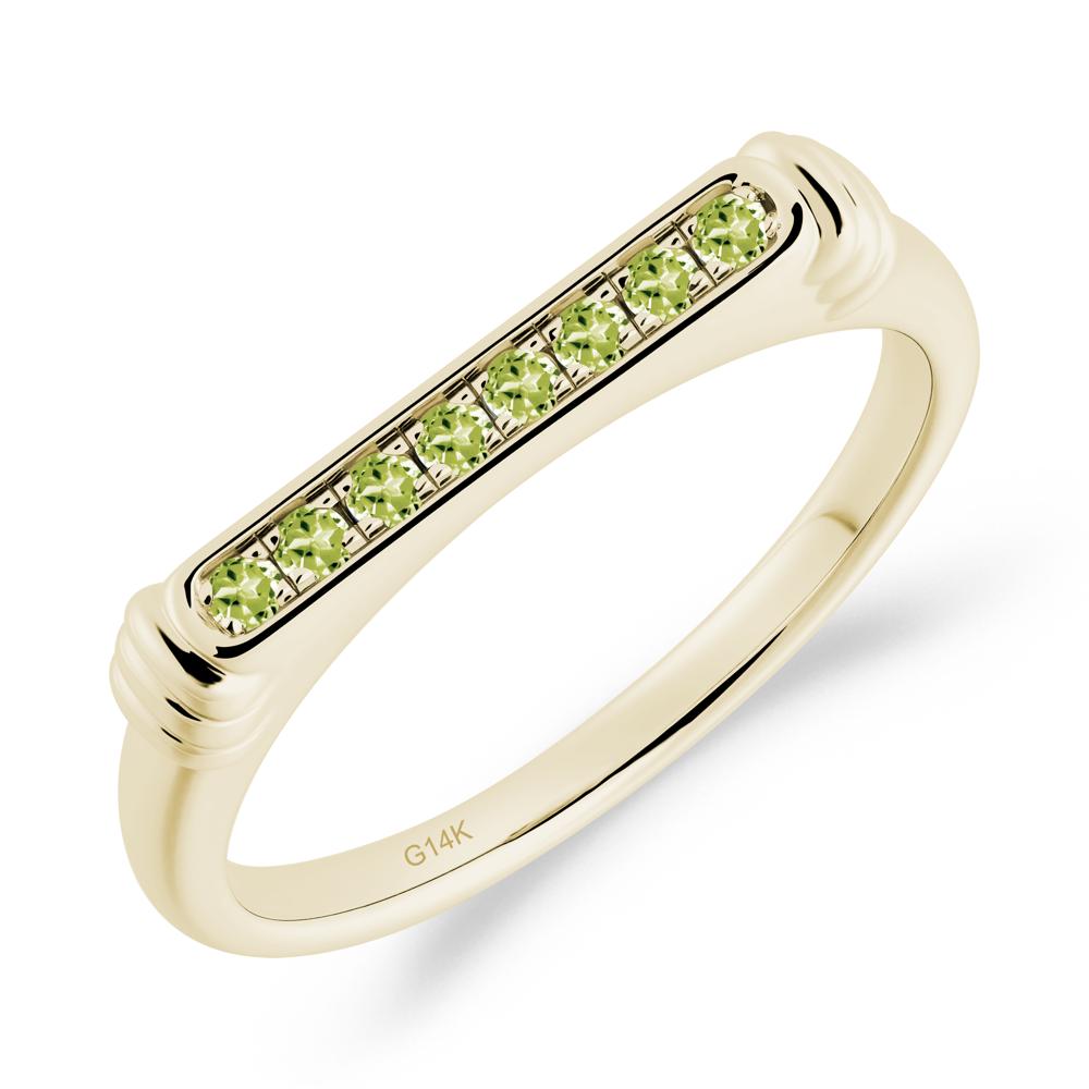 Pave Peridot Bar Setting Ring - LUO Jewelry #metal_14k yellow gold