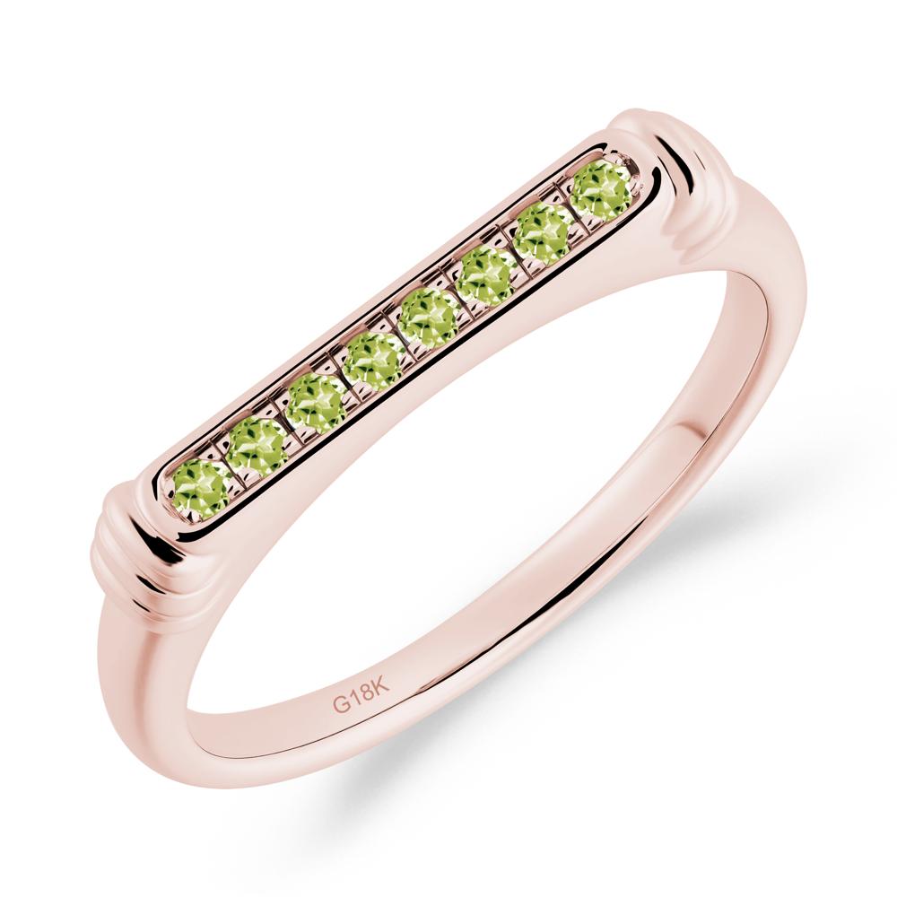 Pave Peridot Bar Setting Ring - LUO Jewelry #metal_18k rose gold