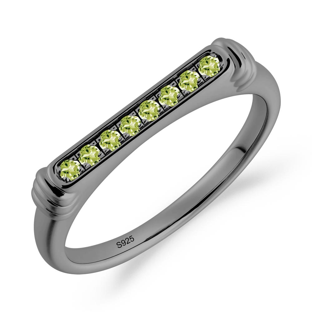 Pave Peridot Bar Setting Ring - LUO Jewelry #metal_black finish sterling silver