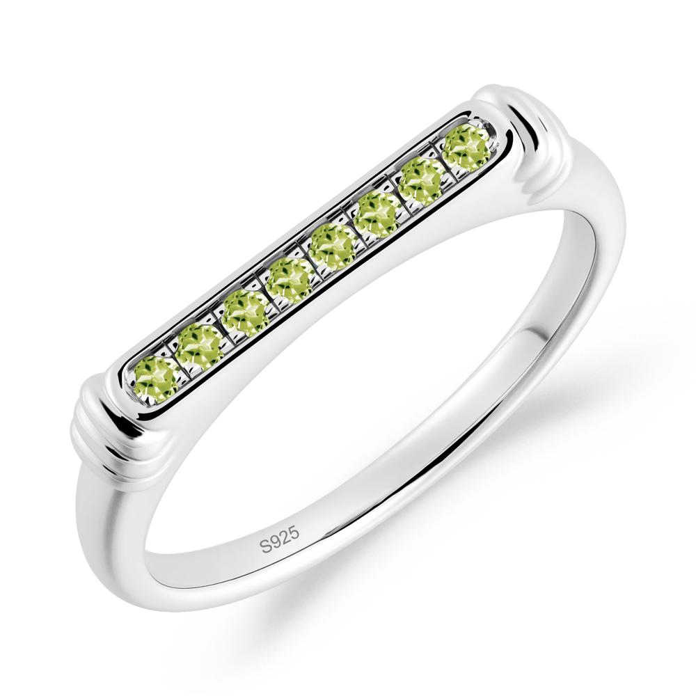 Pave Peridot Bar Setting Ring - LUO Jewelry #metal_sterling silver