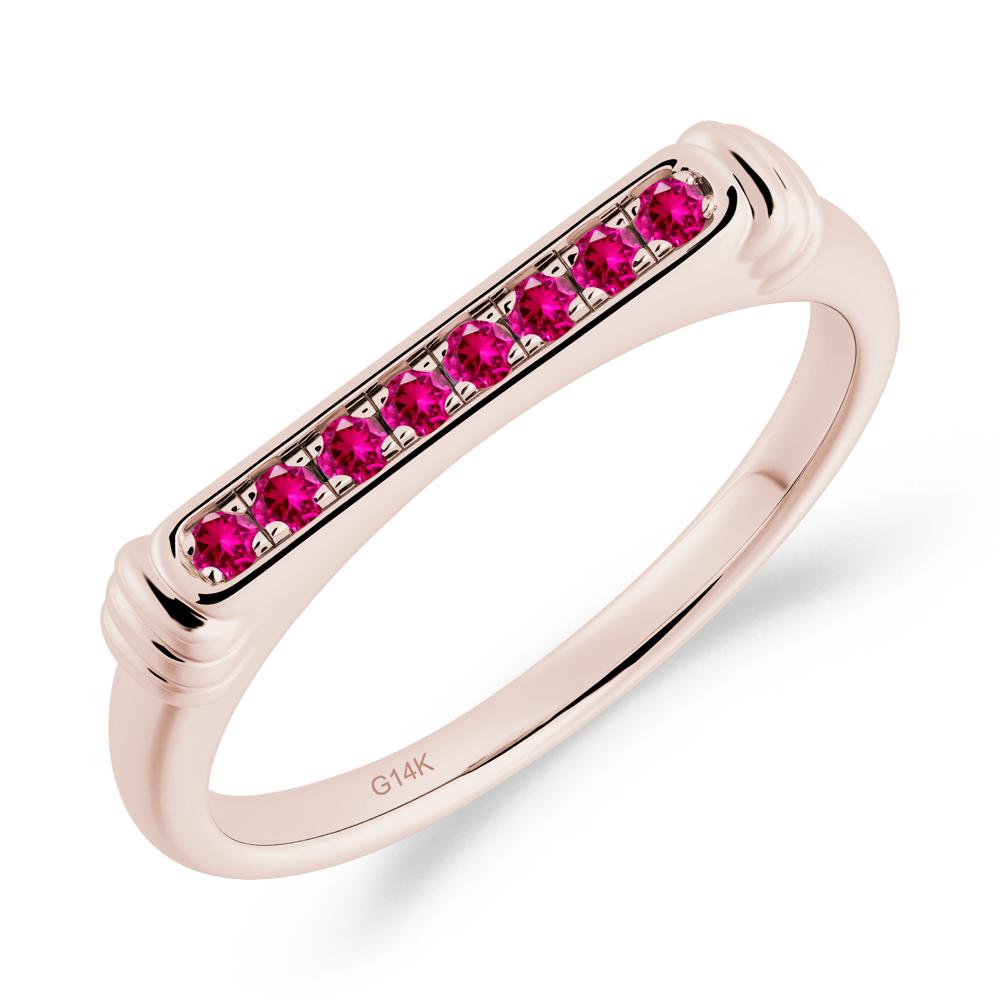 Minimalist Micro Pave Ruby Stacking Ring - LUO Jewelry #metal_14k rose gold