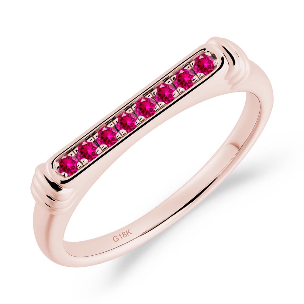 Minimalist Micro Pave Ruby Stacking Ring - LUO Jewelry #metal_18k rose gold