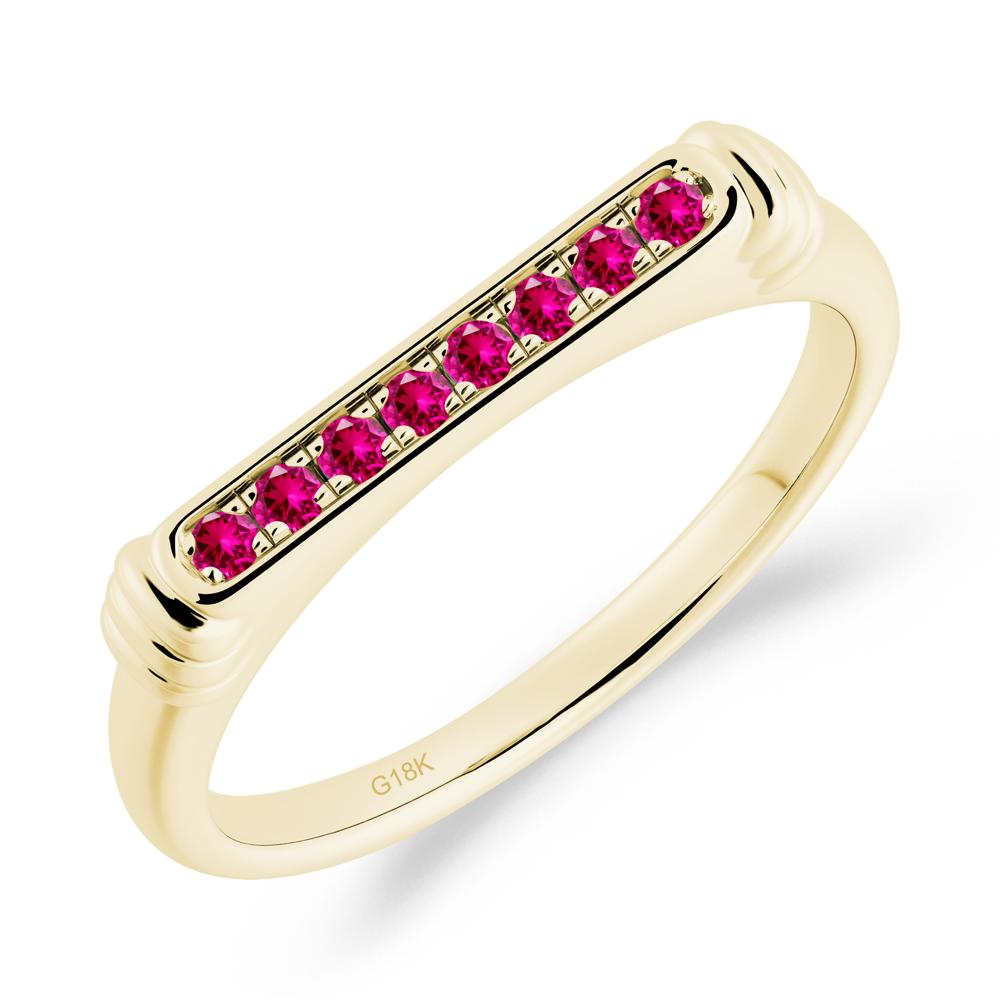 Minimalist Micro Pave Ruby Stacking Ring - LUO Jewelry #metal_18k yellow gold