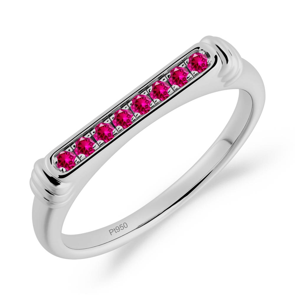 Minimalist Micro Pave Ruby Stacking Ring - LUO Jewelry #metal_platinum