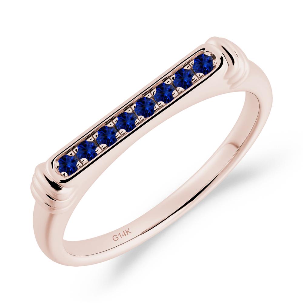 Minimalist Micro Pave Sapphire Stacking Ring - LUO Jewelry #metal_14k rose gold