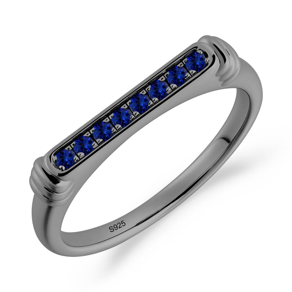 Minimalist Micro Pave Sapphire Stacking Ring - LUO Jewelry #metal_black finish sterling silver