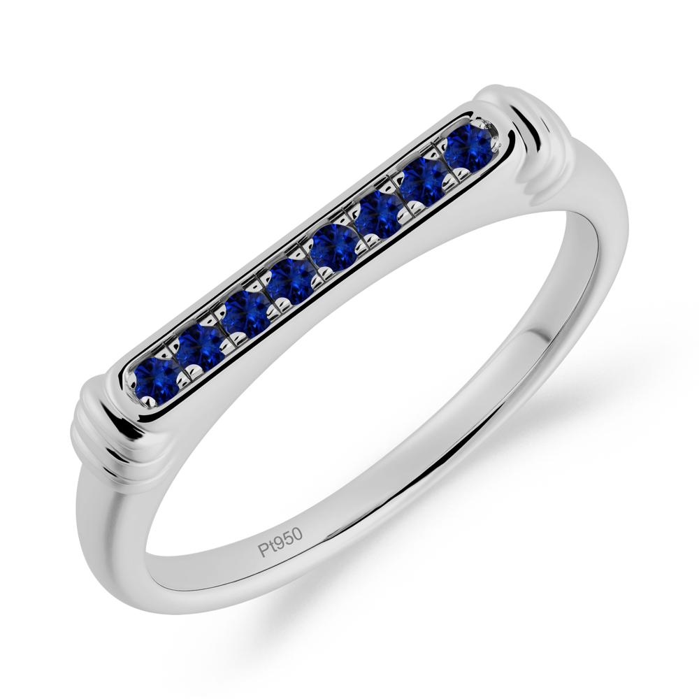 Minimalist Micro Pave Sapphire Stacking Ring - LUO Jewelry #metal_platinum