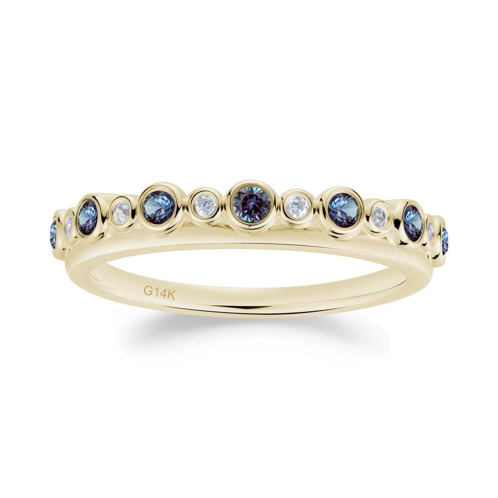 Alternating Alexandrite and Cubic Zirconia Bubble Band Ring - LUO Jewelry #metal_14k yellow gold