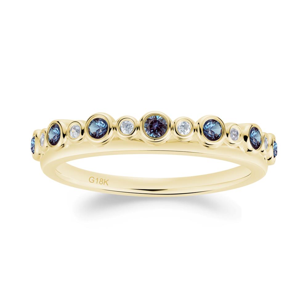 Alternating Alexandrite and Cubic Zirconia Bubble Band Ring - LUO Jewelry #metal_18k yellow gold