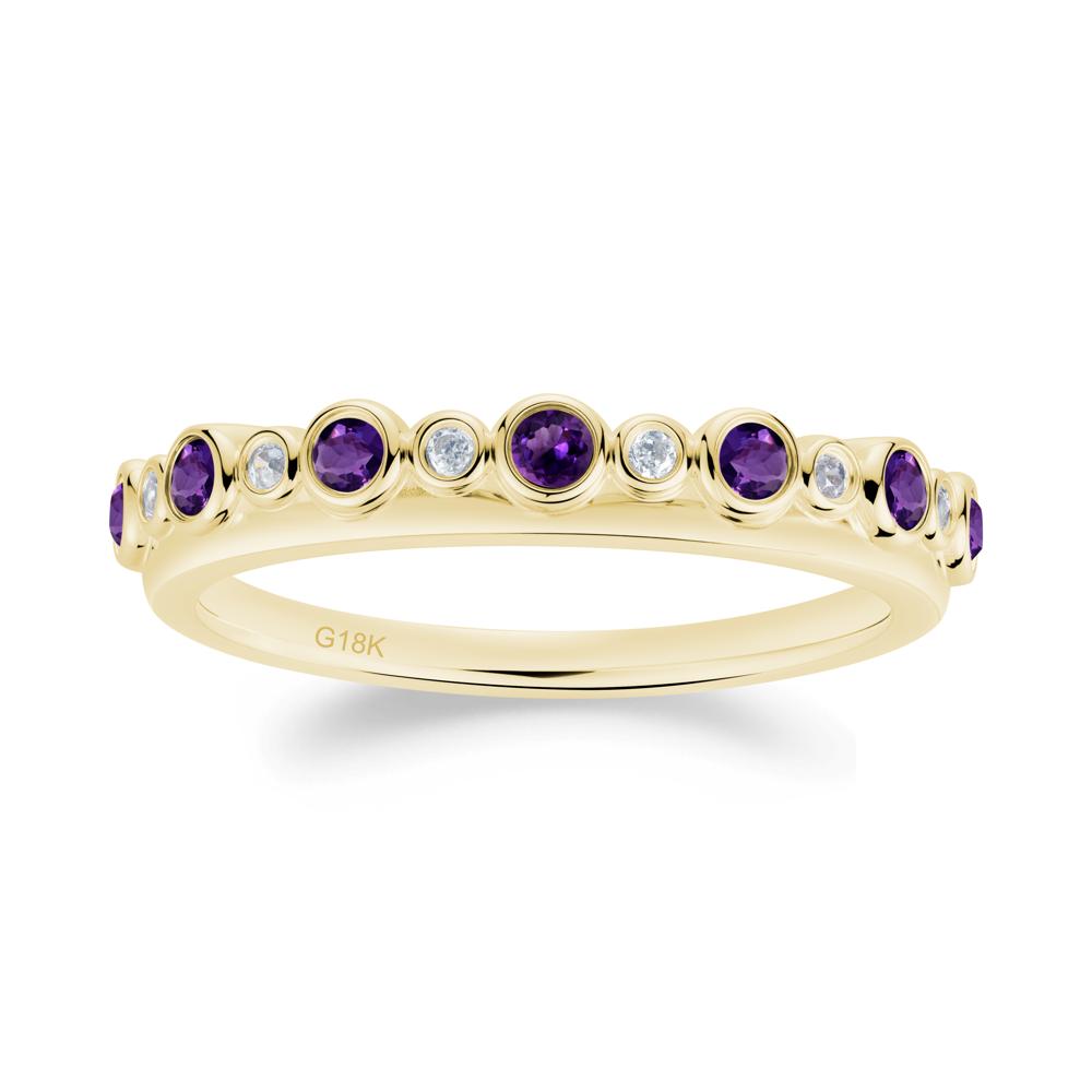 Alternating Amethyst and Cubic Zirconia Bubble Band Ring - LUO Jewelry #metal_18k yellow gold