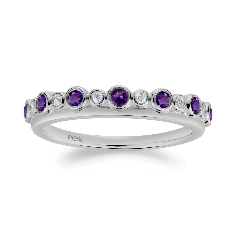 Alternating Amethyst and Cubic Zirconia Bubble Band Ring - LUO Jewelry #metal_platinum