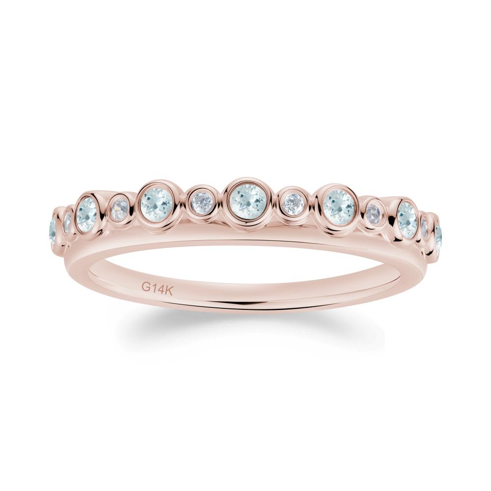 Alternating Aquamarine and Cubic Zirconia Bubble Band Ring - LUO Jewelry #metal_14k rose gold