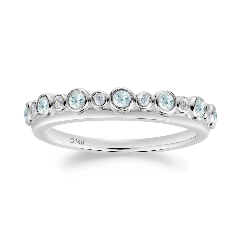 Alternating Aquamarine and Cubic Zirconia Bubble Band Ring - LUO Jewelry #metal_14k white gold