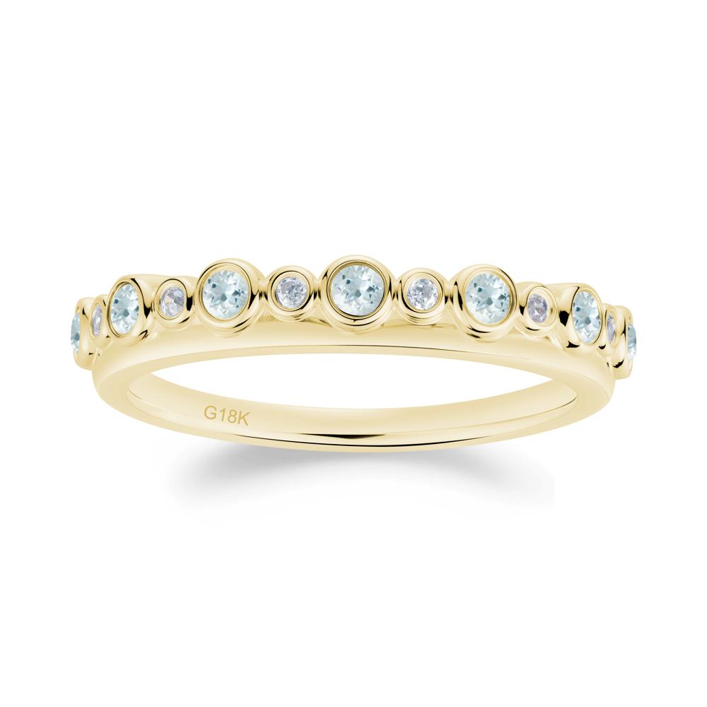 Alternating Aquamarine and Cubic Zirconia Bubble Band Ring - LUO Jewelry #metal_18k yellow gold
