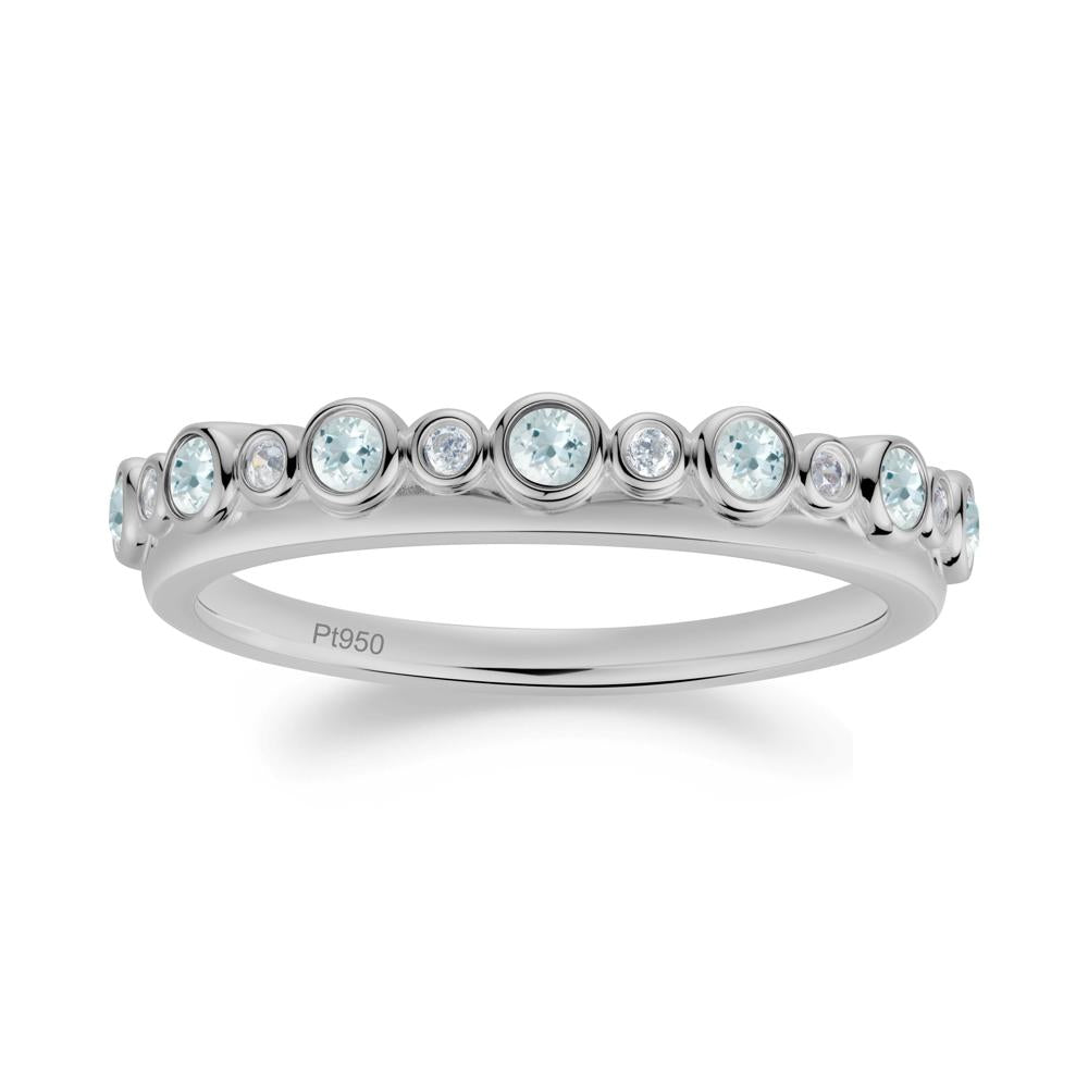Alternating Aquamarine and Cubic Zirconia Bubble Band Ring - LUO Jewelry #metal_platinum