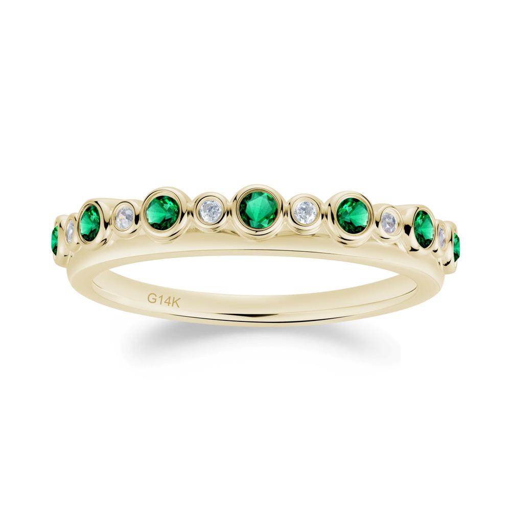 Alternating Emerald and Cubic Zirconia Bubble Band Ring - LUO Jewelry #metal_14k yellow gold