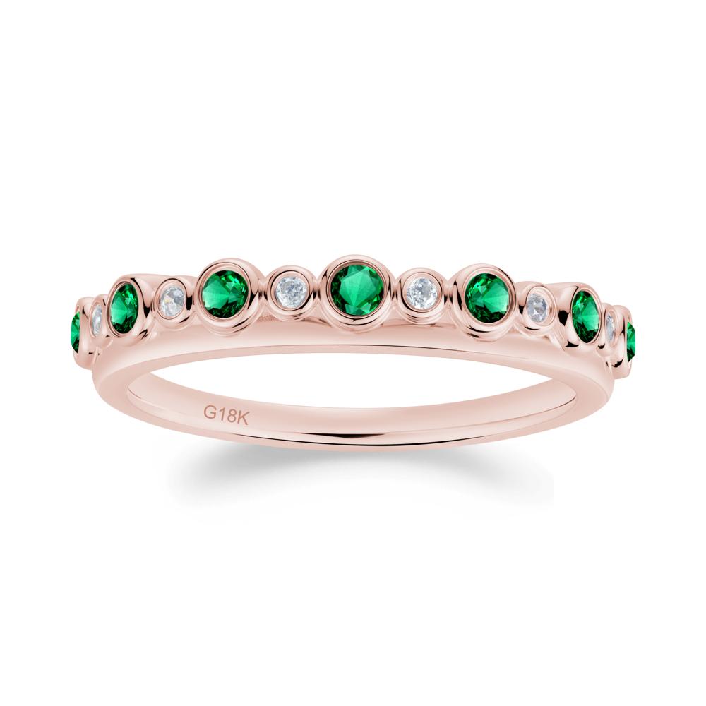 Alternating Emerald and Cubic Zirconia Bubble Band Ring - LUO Jewelry #metal_18k rose gold