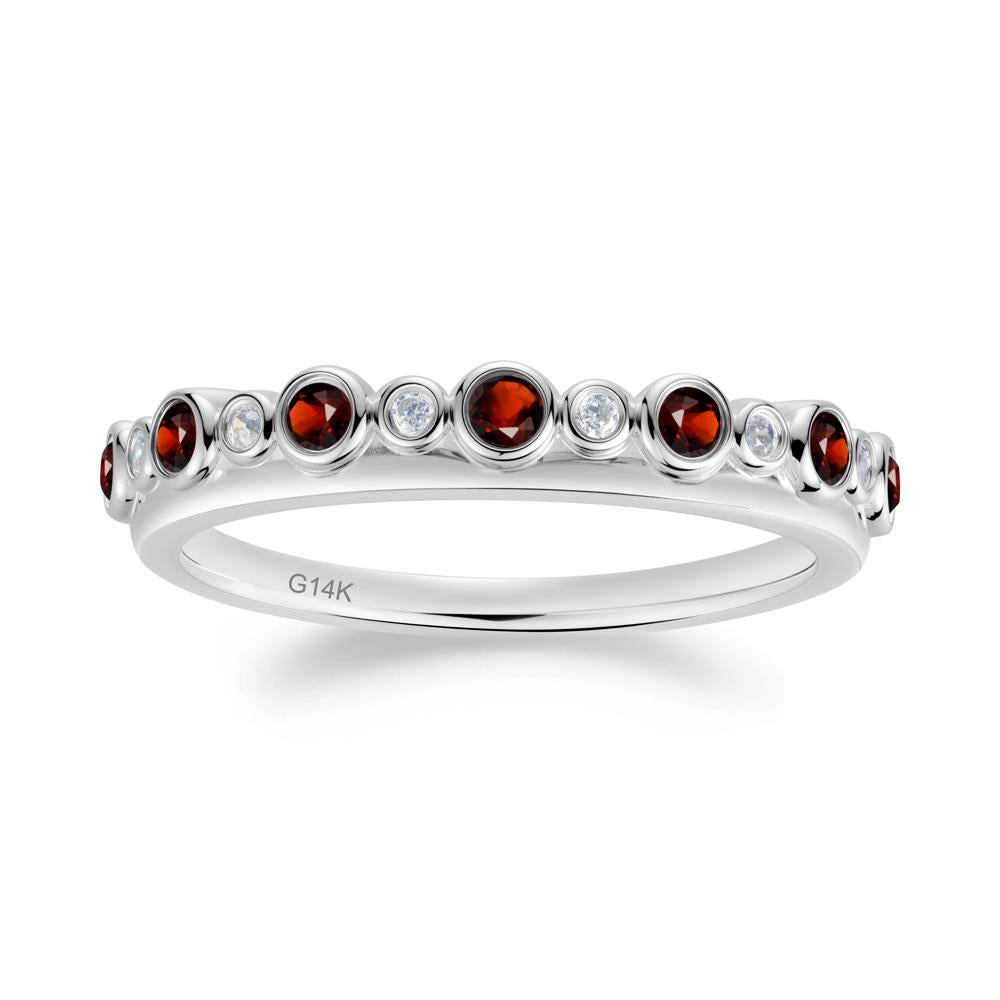 Alternating Garnet and Cubic Zirconia Bubble Band Ring - LUO Jewelry #metal_14k white gold