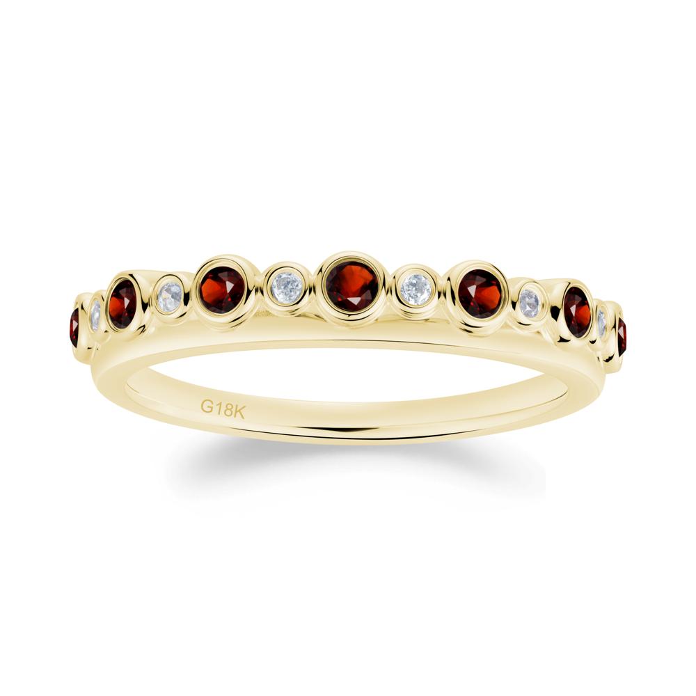 Alternating Garnet and Cubic Zirconia Bubble Band Ring - LUO Jewelry #metal_18k yellow gold