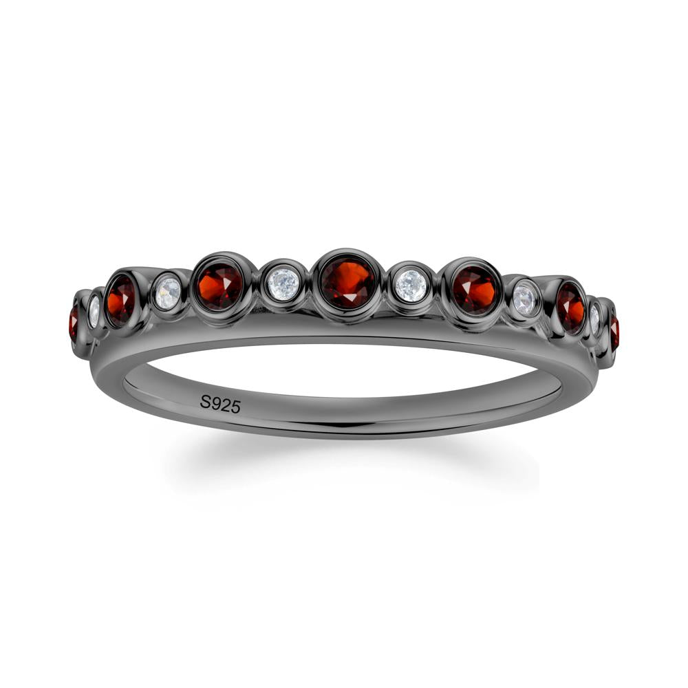 Alternating Garnet and Cubic Zirconia Bubble Band Ring - LUO Jewelry #metal_black finish sterling silver