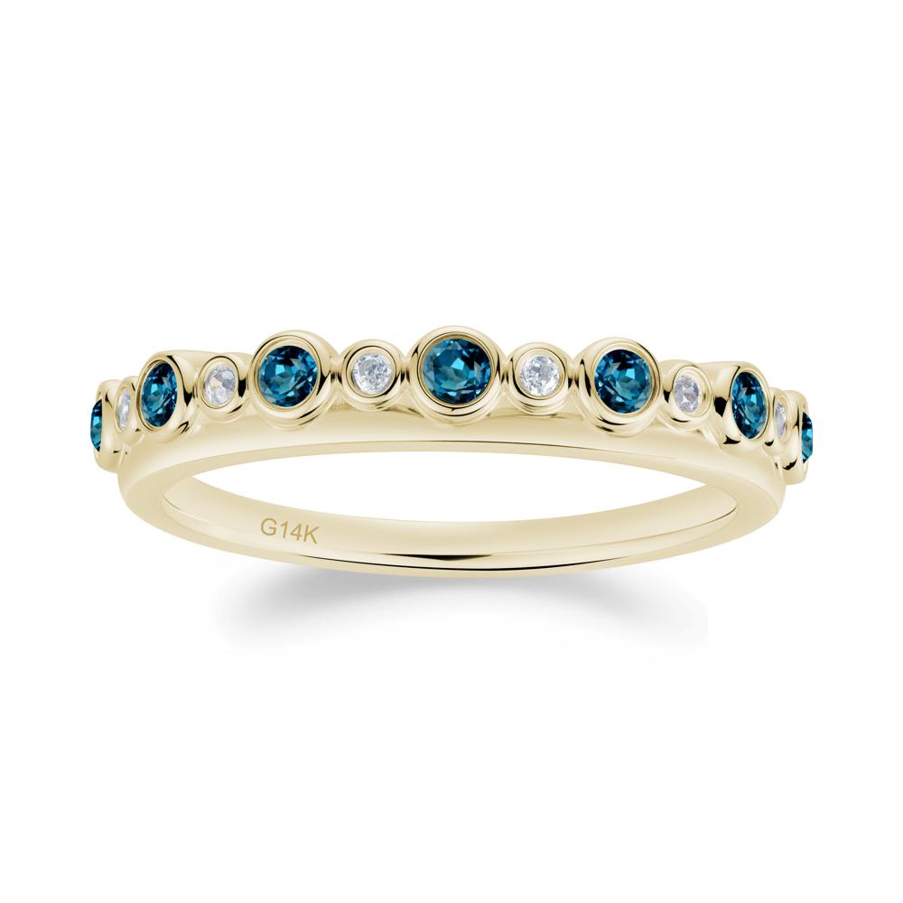 Alternating London Blue Topaz and Cubic Zirconia Bubble Band Ring - LUO Jewelry #metal_14k yellow gold