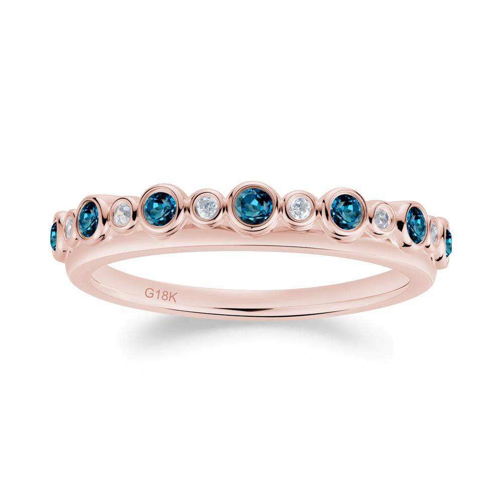Alternating London Blue Topaz and Cubic Zirconia Bubble Band Ring - LUO Jewelry #metal_18k rose gold