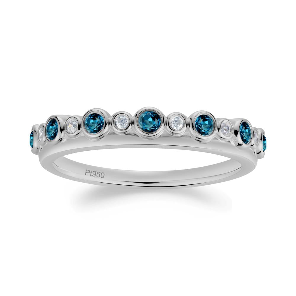 Alternating London Blue Topaz and Cubic Zirconia Bubble Band Ring - LUO Jewelry #metal_platinum