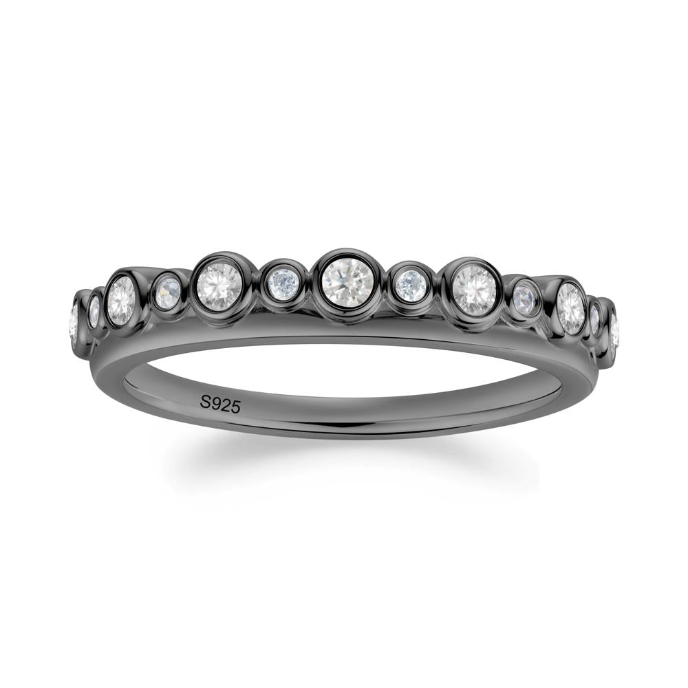 Alternating Moissanite and Cubic Zirconia Bubble Band Ring - LUO Jewelry #metal_black finish sterling silver