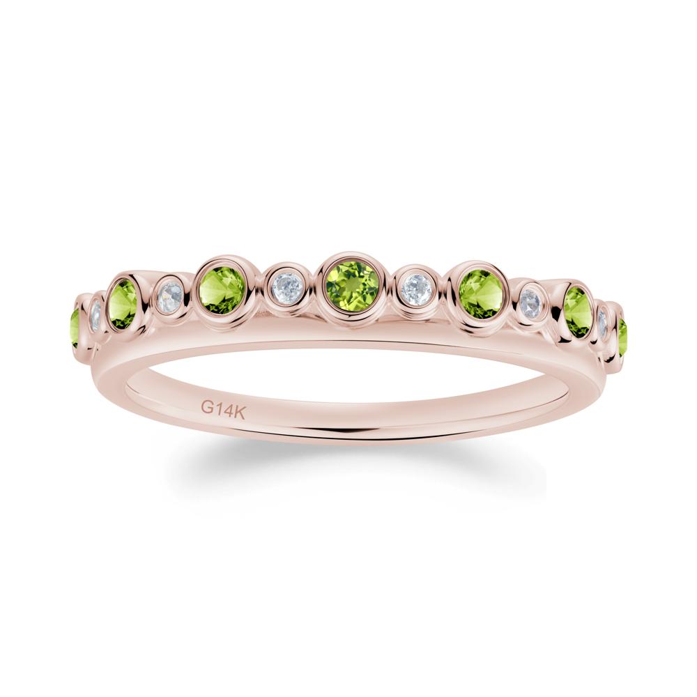 Alternating Cubic Zirconia and Peridot Bubble Band Ring - LUO Jewelry #metal_14k rose gold