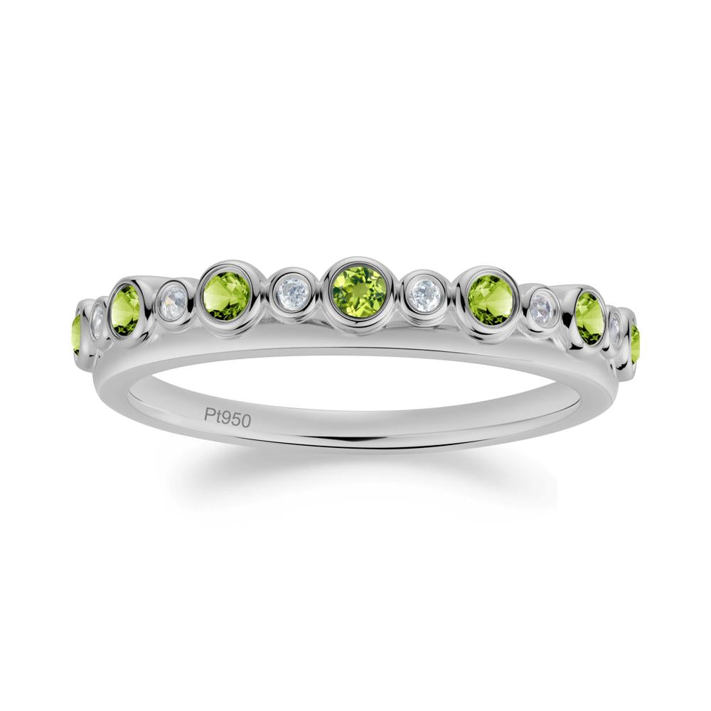 Alternating Cubic Zirconia and Peridot Bubble Band Ring - LUO Jewelry #metal_platinum